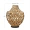 Brown Plastic Rattan Handmade Woven Vase with Black Metal Base 14" x 14" x 17"